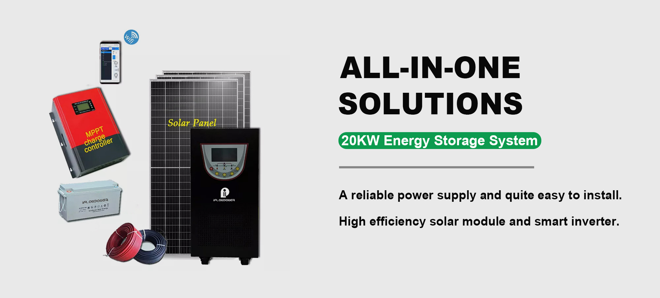 iFlowpower 20kw Hệ thống năng lượng mặt trời PV Năng lượng tắt lưới cho khu dân cư thương mại 8