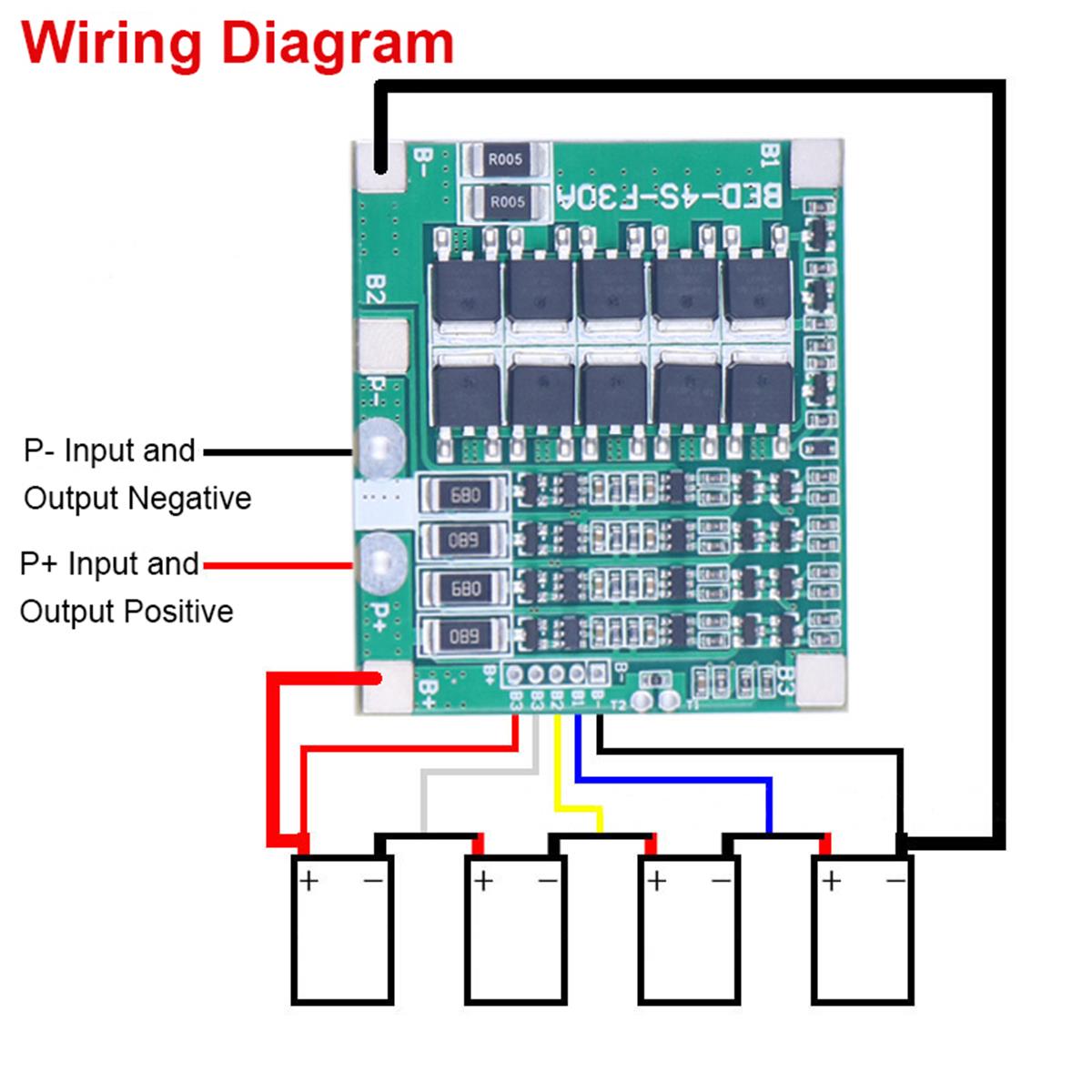 Placa da bateria de lítio 4S 14.8A 12.8V-30A BMS 12