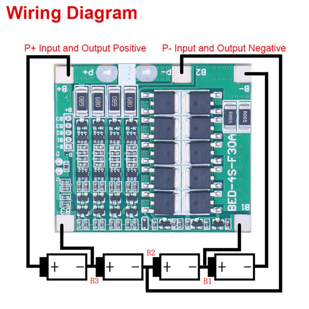 Placa da bateria de lítio 4S 14.8A 12.8V-30A BMS 13