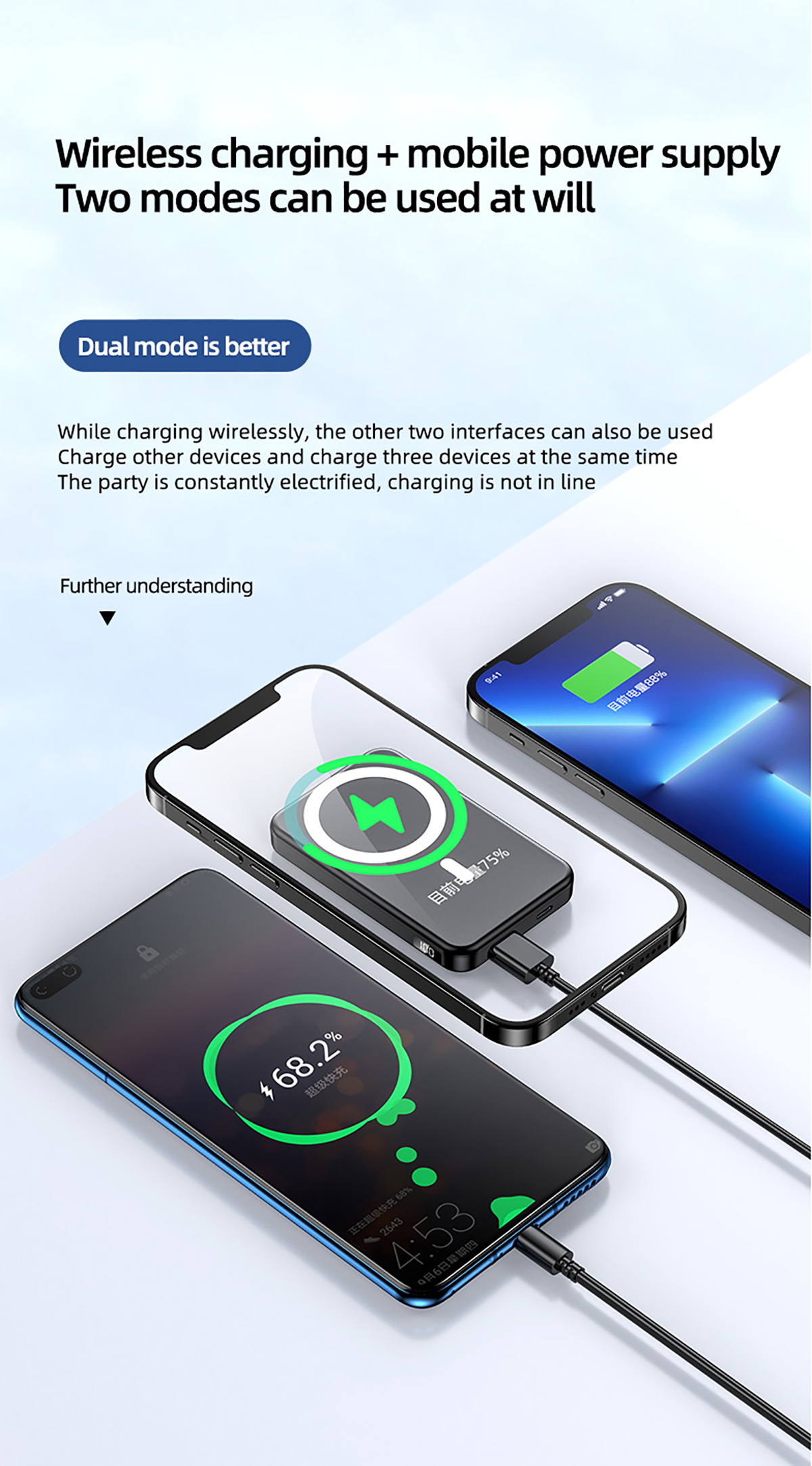 Power Bank សាកថ្មឥតខ្សែម៉ាញេទិក FPM-10 11